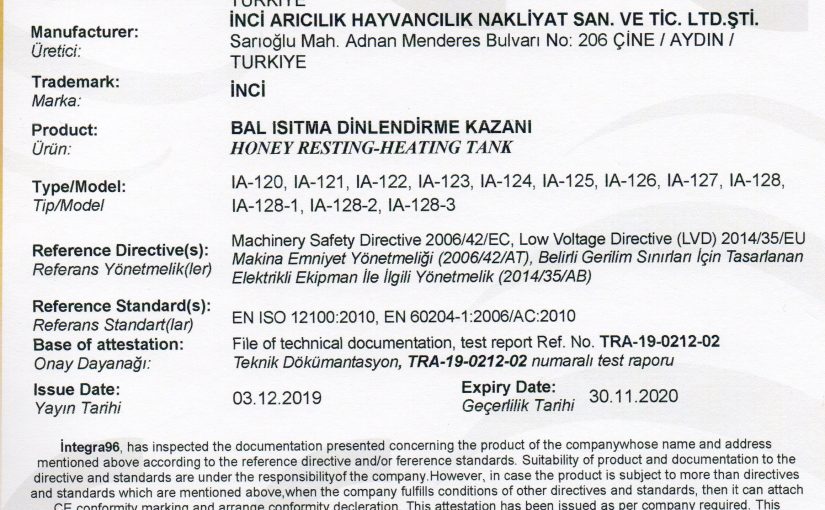 CE UYGUNLUK ONAY BELGESİ 2