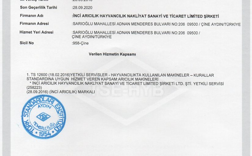 Hizmet Yeterlilik Belgesi